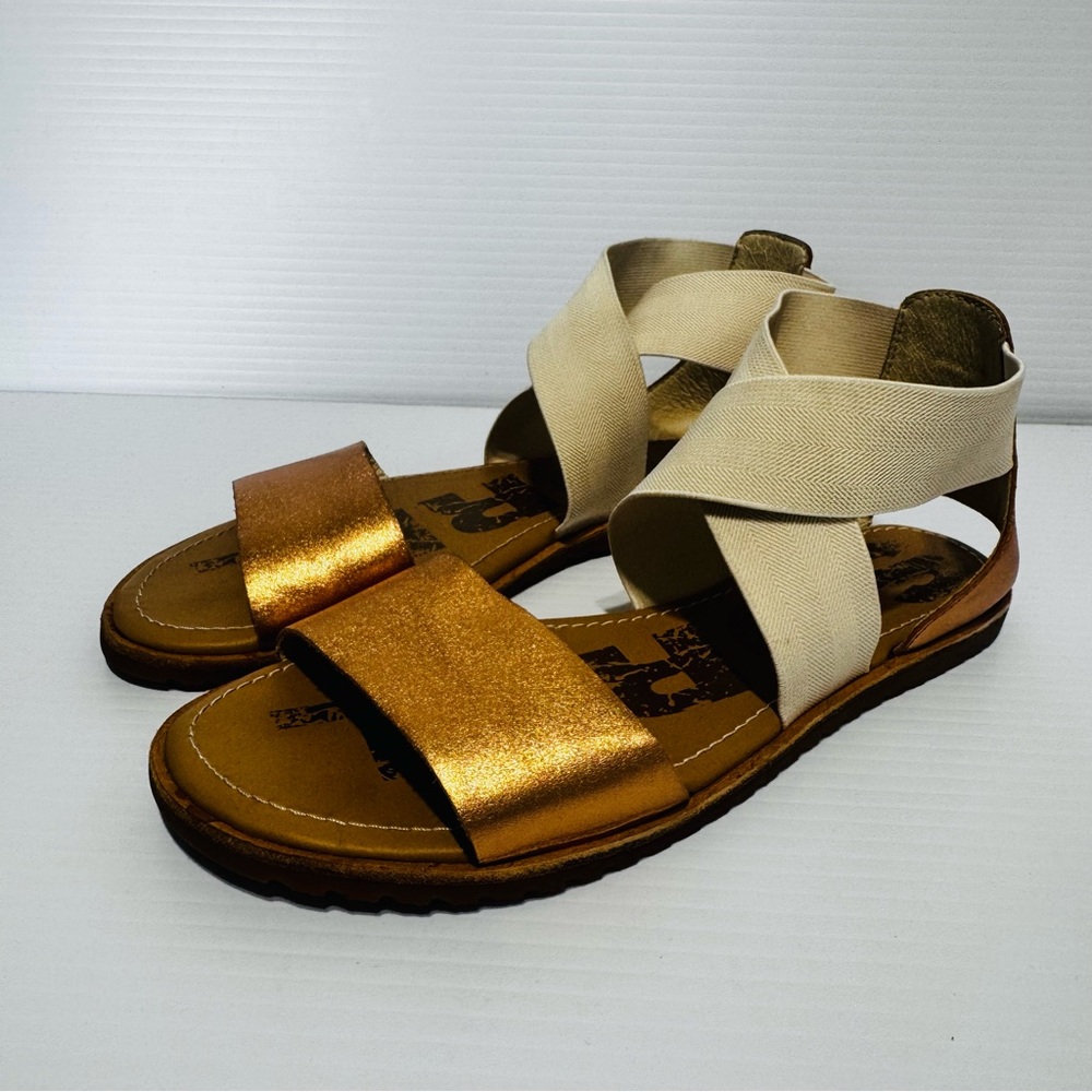 Sorel Ella Metallic Gold and Cream Sandals Size 7 - Picture 2 of 14